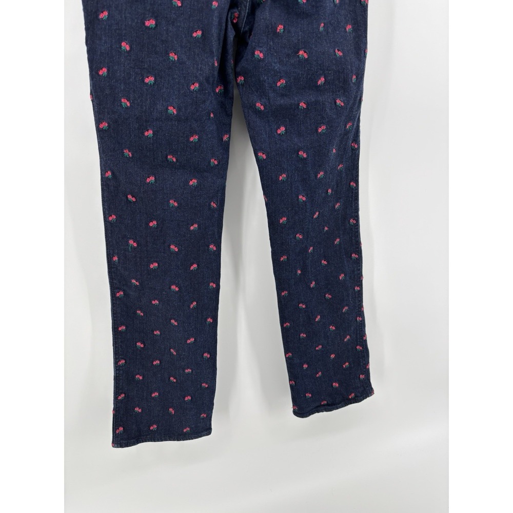 Miaou Jeans Women's Sz 28 Floral Rose Embroidered Straight Leg Coquette Chic - Picture 5 of 14